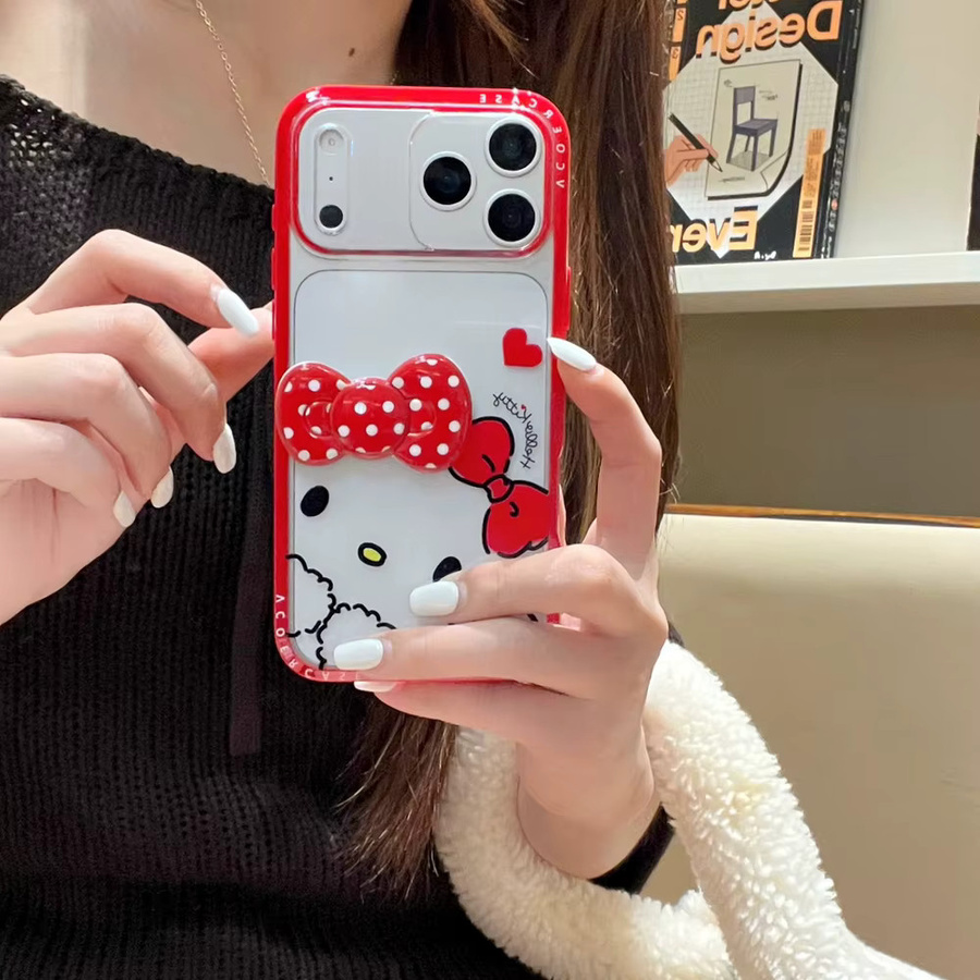 Sanrio Hello Kitty Handyhülle mit 3D Cartoon Schleife, transparente stoßfeste Hartschale für iPhone 17 16 15 14 13 Pro Max - Bild 2