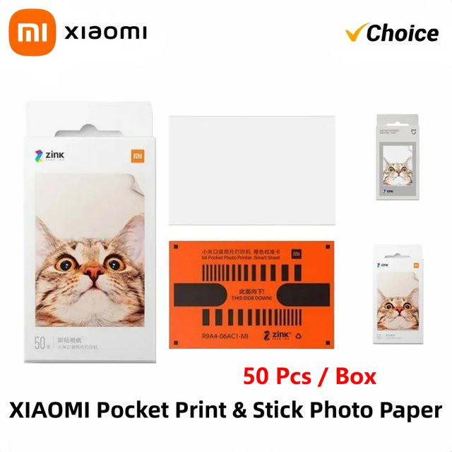 Xiaomi ZINK Fotodruckpapier für 3-Zoll-Mini-Taschendrucker, selbstklebend, Weiß, 50 Blatt - Bild 1