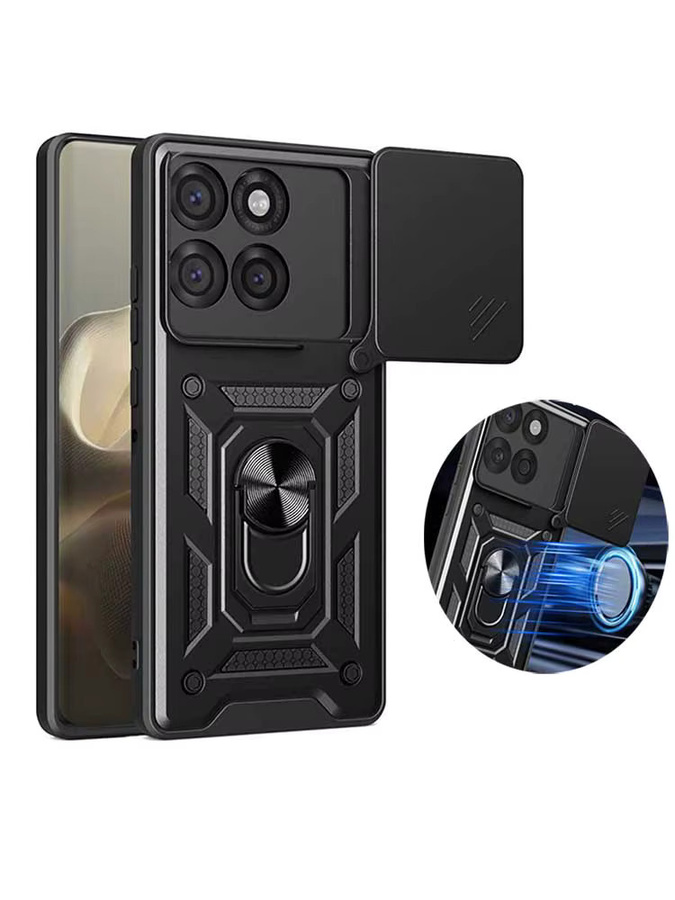 Schutzhülle für Motorola Edge 60 Pro 5G, Moto Edge 60 und 60S Fusion mit Kameraobjektiv-Schutz und Military-Grade Stoßstangen-Ring in Schwarz - Bild 5