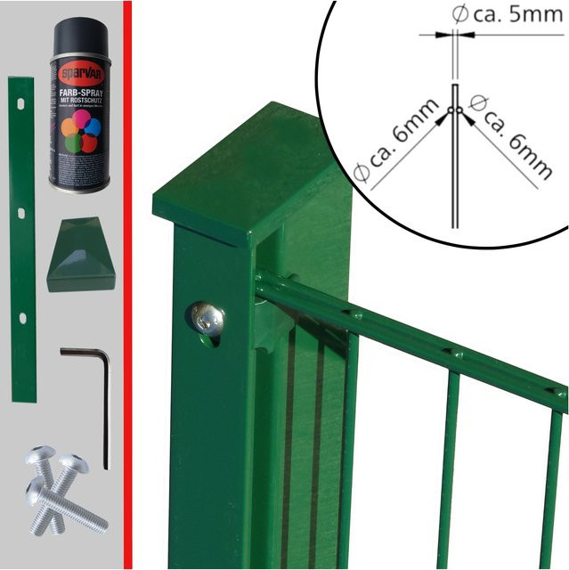 FA-Bausysteme Doppelstabzaun Moosgrün 6-5-6 Leiste B/H: 103,0 cm x 250,0 cm - Bild 1
