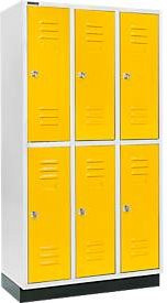 Schäfer Shop Select Kleiderspind mit 3 x 2 Abteilen, Sockel und Zylinderschloss, Farbe: Rapsgelb, Breite: 300 mm - Bild 1
