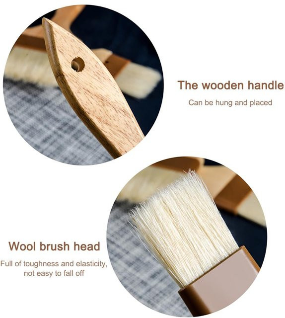 Wollgebäckpinsel mit Holzgriff in Beige, hitzebeständiger Küchenölpinsel und Grillpinsel mit Aufhängeschlaufe - Bild 1