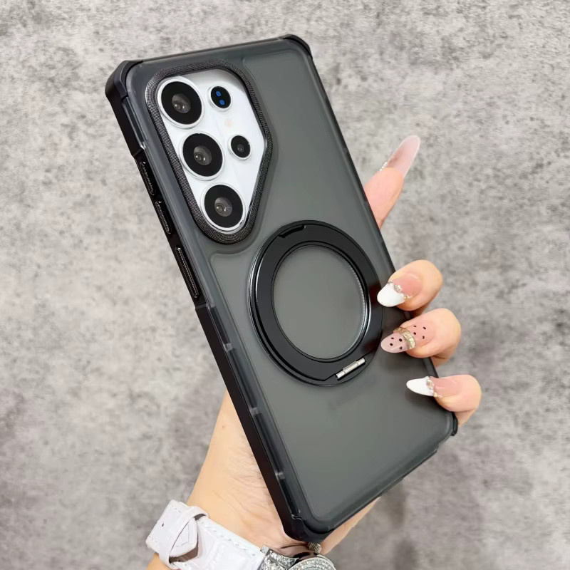 Robuste magnetische Standhülle für Samsung Galaxy S26 Plus, S25 und S24 Ultra, stoßfeste mattierte Abdeckung mit kabellosem Laden, transparent, rot, schwarz - Bild 1
