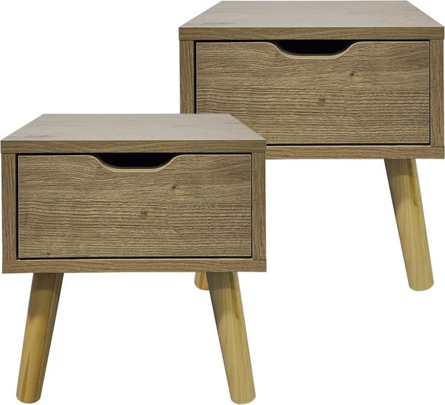 HTI-Living Nachttisch Thekla Artisaneiche 2er-Set mit 1 Schublade in Holzoptik - Bild 1