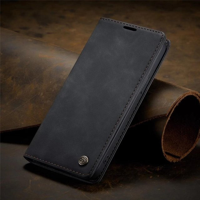 Lederhülle für Samsung Galaxy A13 A33 A53 A72 A52s A32 A22 A12 M51 M31 M20 S23 S22 S21 S20 FE Ultra S10 Plus Klapphülle in Schwarz - Bild 1