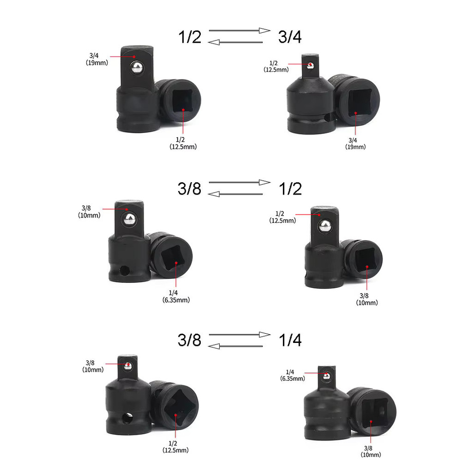 DAZZLEEX Steckdosen-Adapter Konverter 1/2 bis 3/8 Zoll in Schwarz - Bild 3