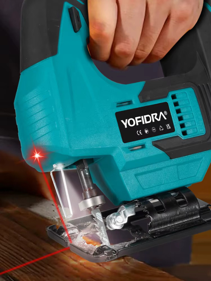 YOFIDRA Bürstenlose elektrische Stichsäge mit Infrarot-Laser für Holzbearbeitung, kompatibel mit Makita 18V Akku, 3800rpm - Bild 4