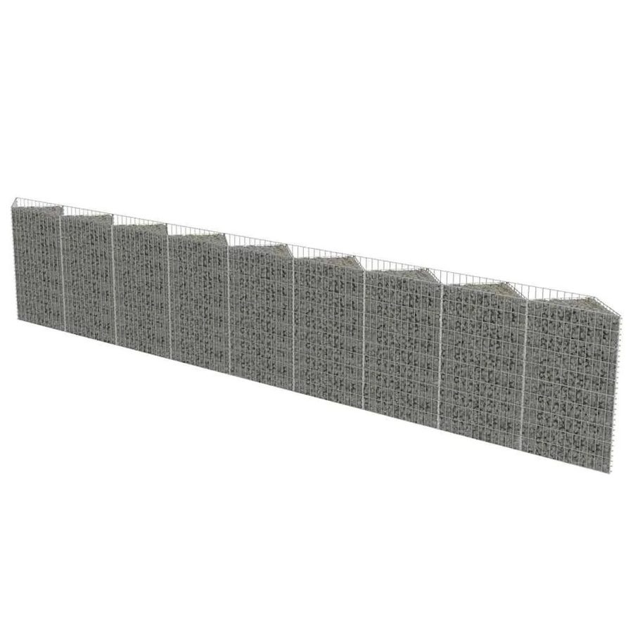 vidaXL Gabionenwand aus verzinktem Stahl in Silber/Grau, B/T/H: 630 x 30 x 100 cm - Bild 2