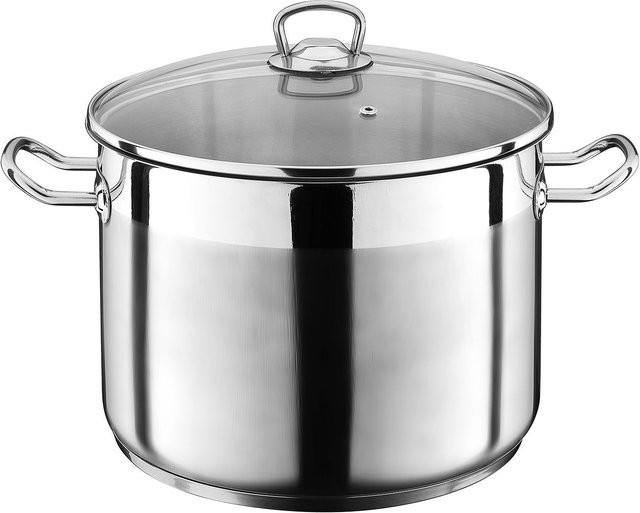 GSW Jumbotopf Profi aus Edelstahl mit Glasdeckel, Silber, Volumen: 10 l, Durchmesser: 26 cm, Höhe: 18 cm - Bild 1