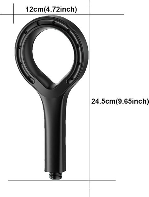 Wasserdruckverstärkende Handbrause Yiran toy 1 in Mattblack, ringförmige Duschkopf-Düse aus ABS mit großer Platte, wassersparend und verstopfungshemmend - Bild 1