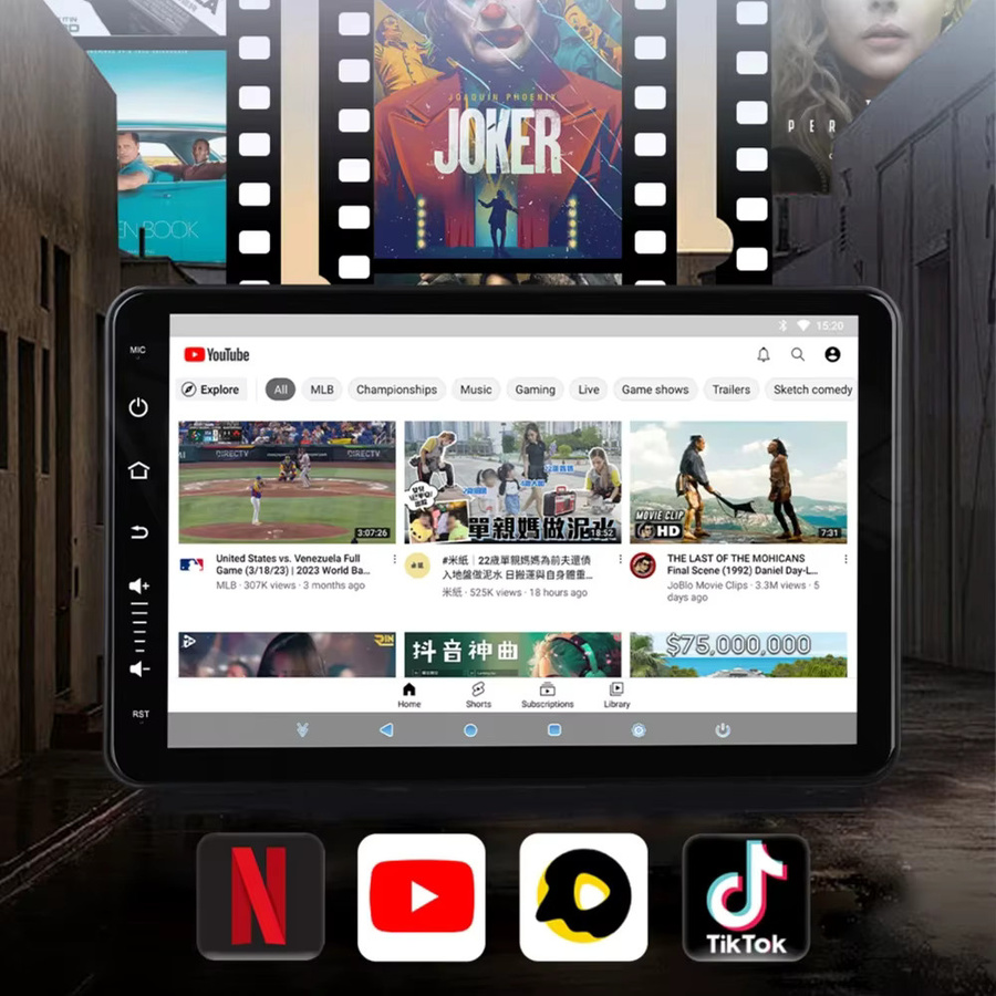 Jiuyin Touchscreen Auto Kopfstützen-Player mit IP-Bildschirm, WLAN, Bluetooth, FM und Airplay, Schwarz - Bild 2