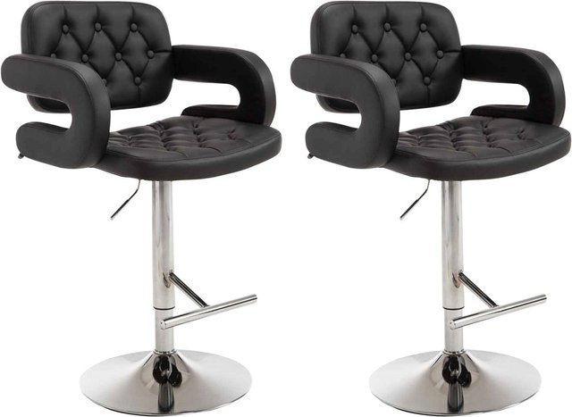 TPFLiving 2er Set Barhocker Dubai mit Kunstleder in Schwarz und Metallgestell in Chromoptik - Bild 1