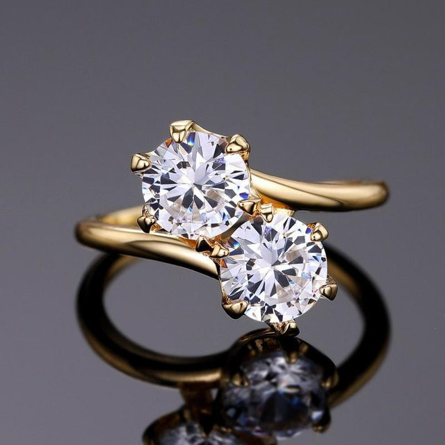 Huitan Ring, Kupfer, Weiß, Zirkonia, Damen - Bild 1