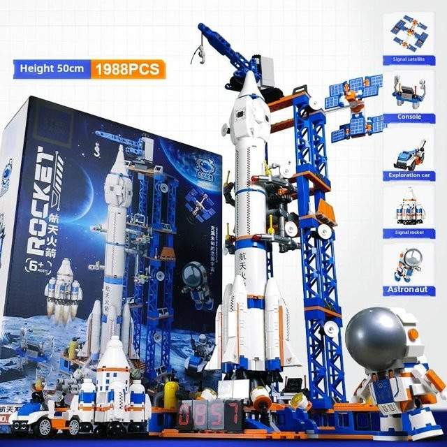 Binchi Keji Travel Raumfahrt bemannte Rakete, Konstruktionsspielzeug, 1065 Teile, ab 6 Jahren - Bild 1
