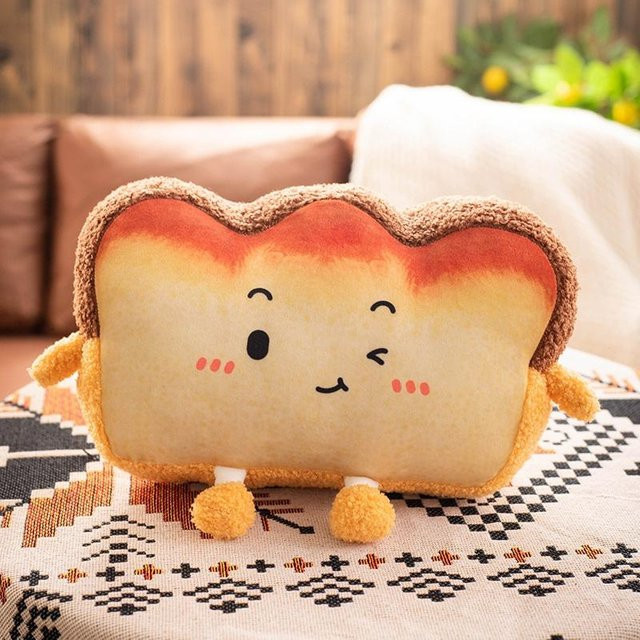 Binchi Fitness Plüsch Toast Brot Kissen Kawaii Essen in Braun und Bunt - Bild 1