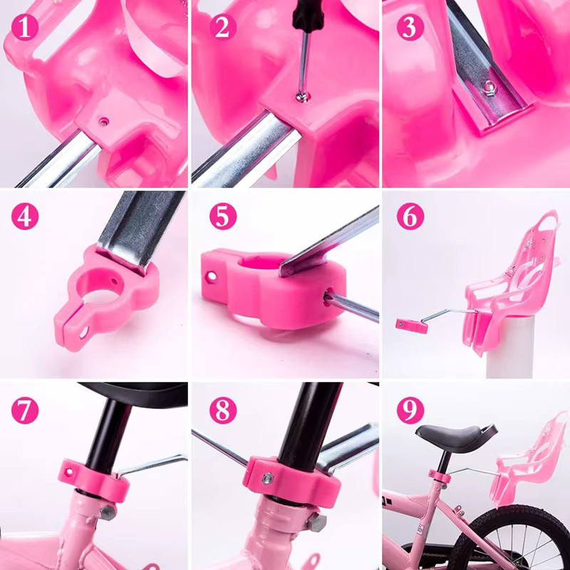 Puppen-Fahrradsitz mit Aufklebern, Pink, Zubehör - Bild 2