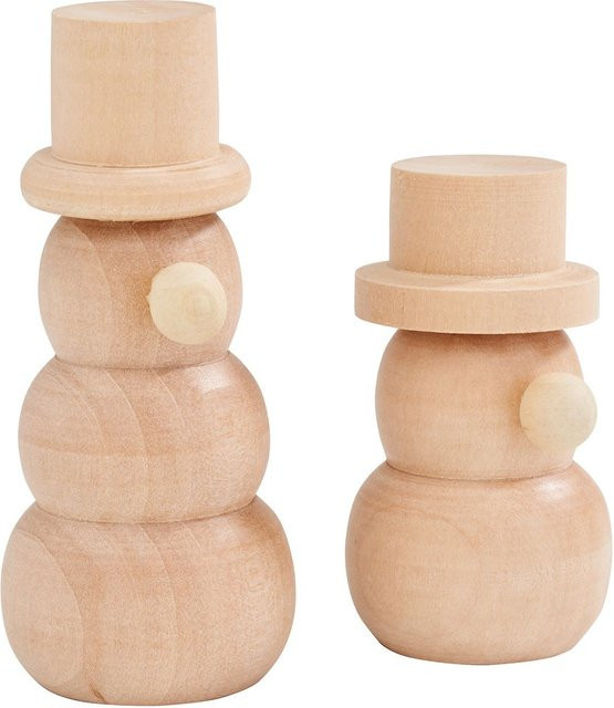 VBS Holz-Schneemänner aus Kiefernholz in Beige für Winter und Weihnachten - Bild 1