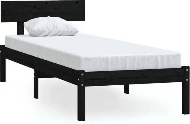 vidaXL Massivholzbett aus Kiefer in Schwarz, Single Bett B/T/H: 90 x 190 x 95,5 cm - Bild 1