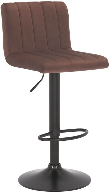 DELUKE Barhocker NUBEL Barstuhl aus Samt in Braun mit Lehne, höhenverstellbar und drehbar, B/T/H: 41 x 49 x 87 cm - Bild 1