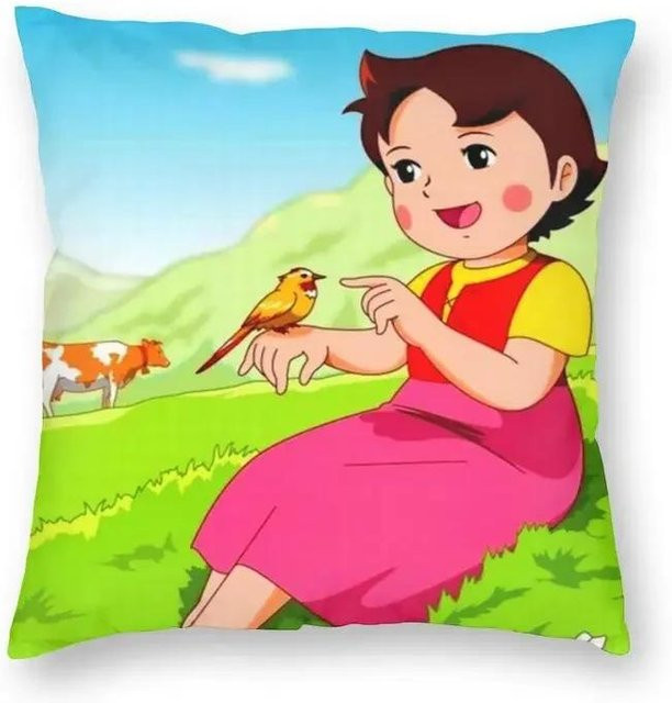 GUOYU HOMEDECOR Kissenbezug Heidi Alpen Motiv Cartoon Design, Mehrfarbig, B/H: 40 x 40 cm - Bild 1