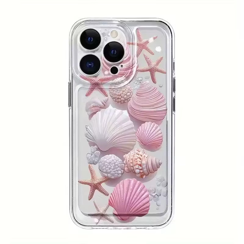 Handyhülle mit Rosa Ozean Muschel Muster aus weichem Silikon für iPhone 11 bis iPhone 17 Pro Max - Bild 2