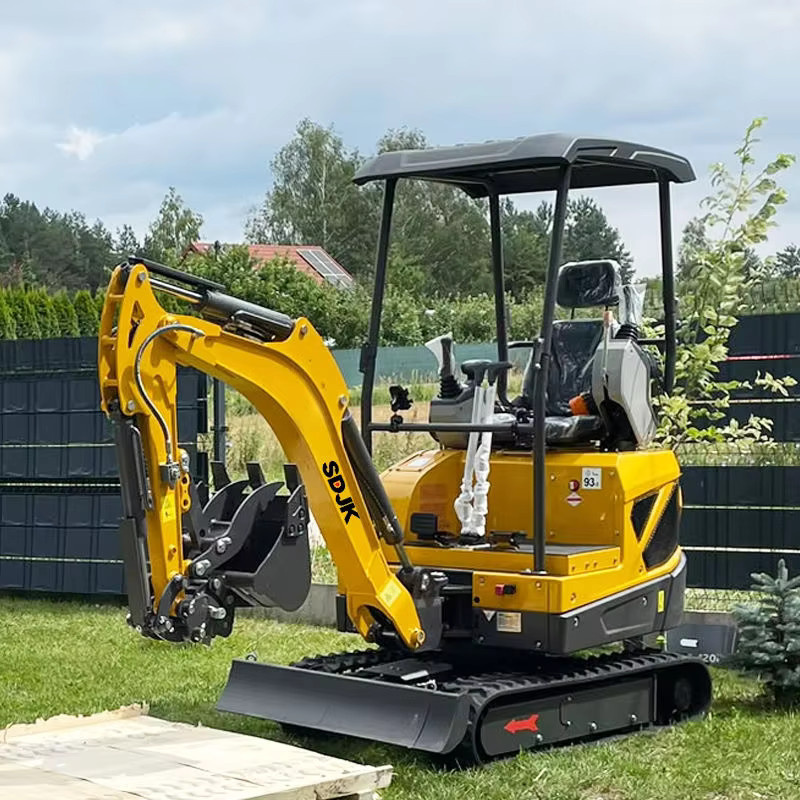SDJK Mini-Bagger 1,8 Tonnen Raupenbagger Gelb Multifunktionaler Kompakter Bagger mit geschlossenem Fahrerhaus - Bild 3