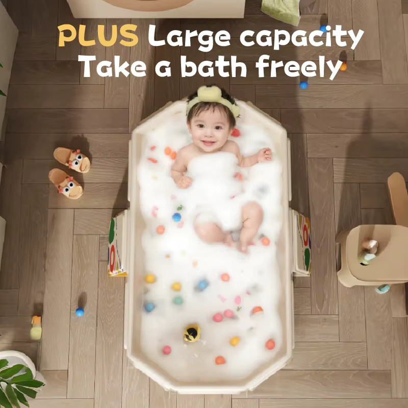Faltbare und tragbare Kinderbadewanne in Grün für Kleinkinder von 0 bis 5 Jahren - Bild 3