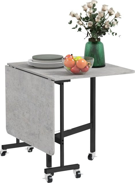 HOMCOM Esstisch klappbar in Grau mit Stahlbeinen und Rollen, B/T/H: 120 x 80 x 73 cm - Bild 1