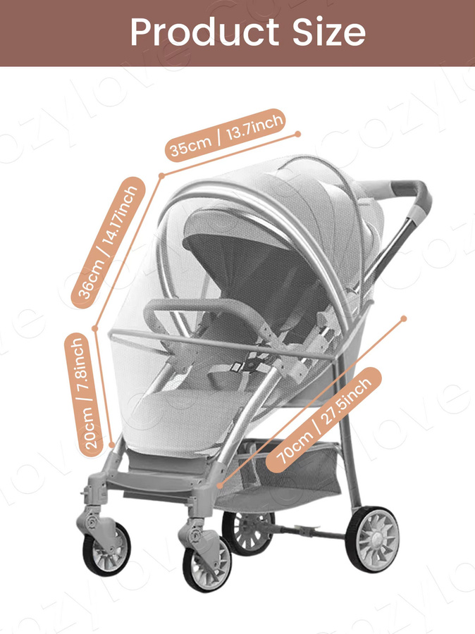 Kisslanding Kinderwagen-Moskitonetz mit stabilem Stützrahmen und Reißverschluss in Schwarz oder Weiß - Bild 2