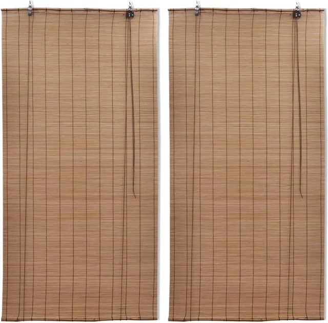 vidaXL Bambusrollos 2er Set, Braun, B: 80 cm, H: 160 cm - Bild 1