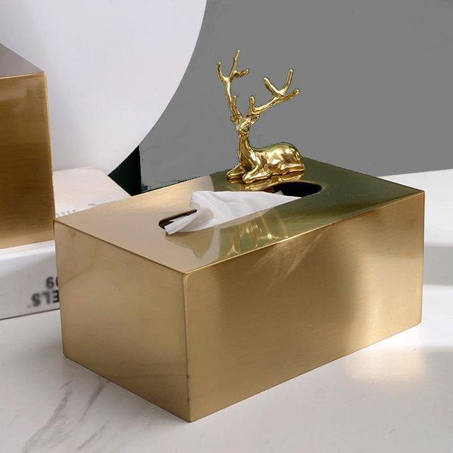Luxus Taschentuchbox aus Metall in Gold für Haushalt und Büro - Bild 1