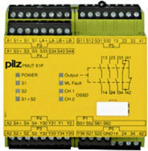 PILZ Sicherheitsschaltgerät PMUT X1P 24VDC 3n/o 1n/c Gelb B/H/T: 90 x 94 x 9 cm - Bild 1