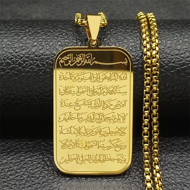 AFAWA Halskette, Edelstahl, Gold, Medaillen-Anhänger, Unisex - Bild 1