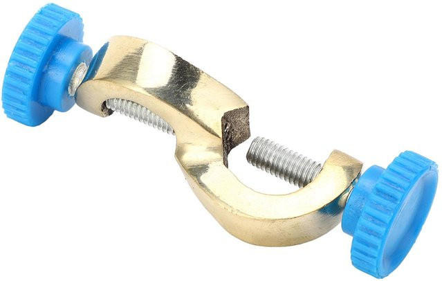 Labor Klemmenhalter aus Kupfer mit Muffenkopf und rechtem Winkel, Farbe: beige, Länge: 8 cm - Bild 1