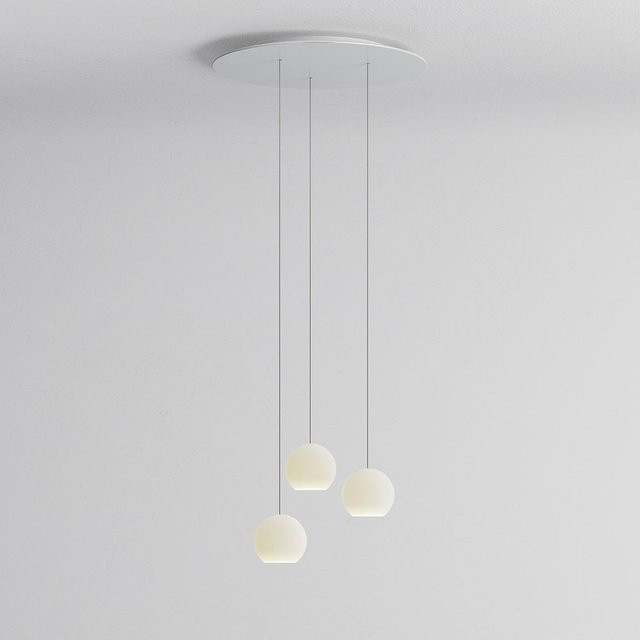 KOMOT KOS Trio S LED-Pendelleuchte rund, Weiß matt, Opalglas und Edelstahl, Tunable White 2200K - 4200K, Durchmesser: 60 cm - Bild 1