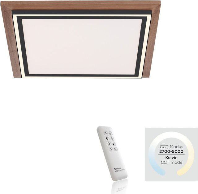 Paul Neuhaus LED-Panel Palma Holzdekor, dimmbar mit Fernbedienung, Weiß, B/T: 53,4 x 53,4 cm - Bild 1