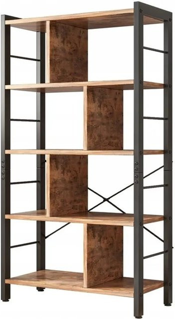 Rebiko Leiterregal im Loft-Design aus MDF und Metall, Braun, Höhe: 154,5 cm - Bild 1