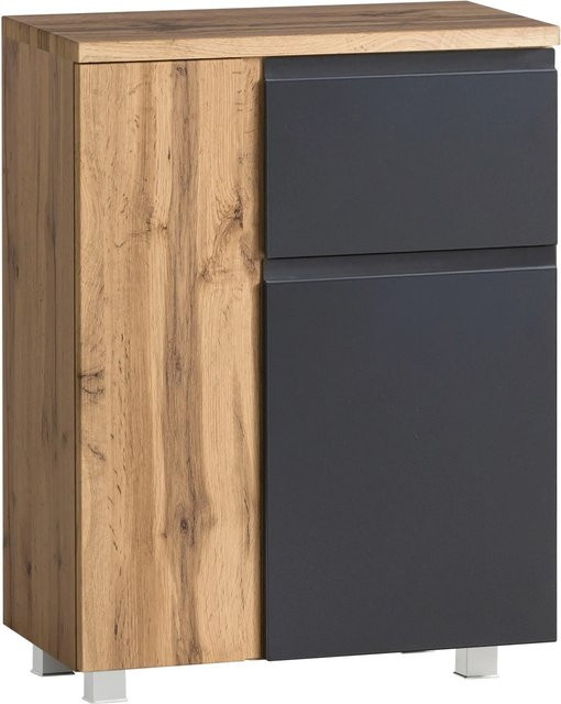Held Möbel Unterschrank Ancona in matt Grau-Wotaneiche, Breite: 65 cm, Höhe: 79 cm, Tiefe: 35 cm - Bild 1