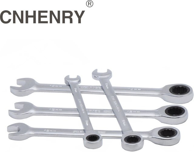 CNHENRY Ratsche-Schraubenschlüssel-Set 5-teilig, Reversible Ringschlüssel für Auto und Reparatur, Farbe: Silber - Bild 1