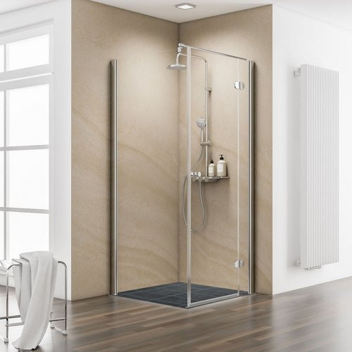 Schulte Eckdusche Masterclass in Silber mit transparenter Glasabtrennung, B/T: 90 x 90 cm, Höhe: 200 cm - Bild 1