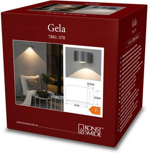 Konstsmide Gela Außenwandleuchte aus Aluminium und Glas in Schwarz, B/H/T: 11 x 6,5 x 15,5 cm - Bild 2