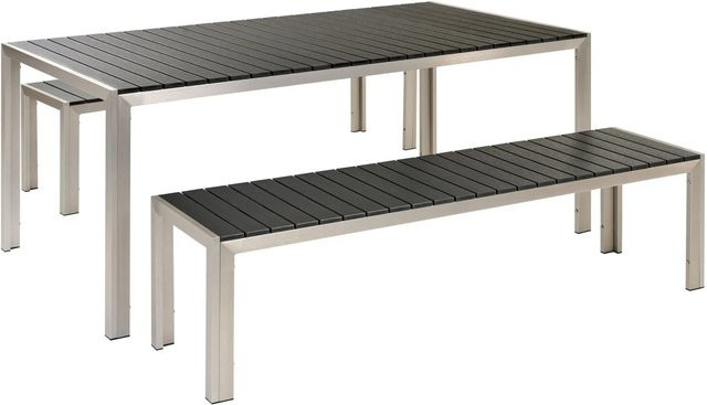 Beliani Gartentisch Set NARDO in Schwarz und Silber aus Aluminium und Kunststoff - Bild 1