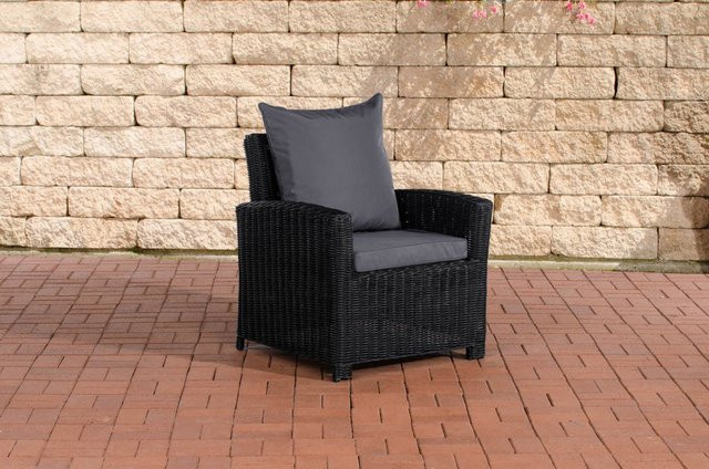 TPFGarden Sessel Fino Gartenstuhl aus Metall und Rattan in Eisengrau und Schwarz - Bild 1