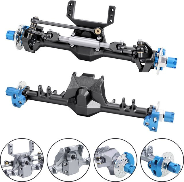 FACSNY Aluminium Vorder- und Hinterachse mit Hydraulischer Lenkverbindung, 1/24, Zubehör - Bild 1