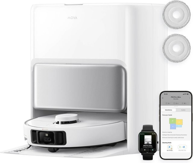 MOVA P50 Pro Ultra Saugroboter mit flexiblem Wischmopp und Ecken- und Kantenreinigung, Weiß - Bild 1