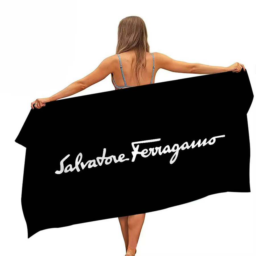 Salvatore Ferragamo Strandtuch aus Mikrofaser in Schwarz und Sand, schnelltrocknendes Handtuch für Pool, Strand und Yoga - Bild 7