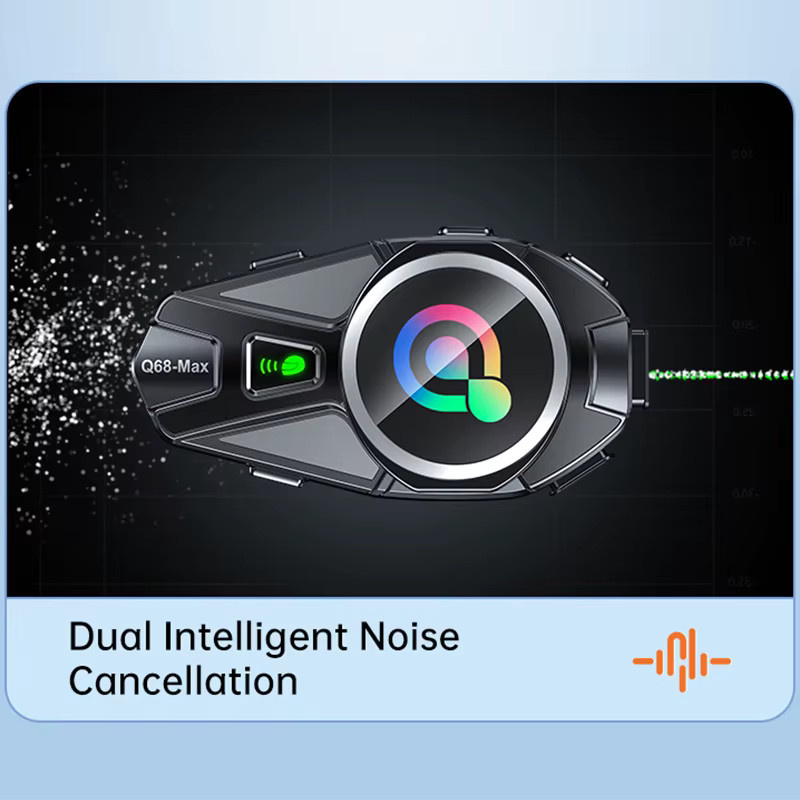 XINOWY Q68-Max Motorradhelm Bluetooth-Headset mit Gegensprechanlage für 2 Fahrer, Musikfreigabe, IP56 wasserdicht und Rauschunterdrückung, Farbe: Schwarz - Bild 5