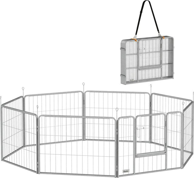 PawHut Pet Playpen aus Stahl für Meerschweinchen in Silber, B/T/H: 160 x 160 x 60 cm - Bild 1