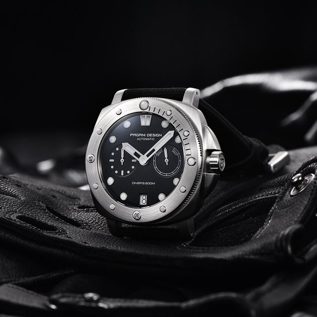 Pagani Design Armbanduhr, Automatik, Edelstahl, Saphirglas, Schwarz, Herren - Bild 1