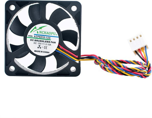 ANCHAOPU ACP5010-12S ACP5010-12PWM Lüfter Schwarz, B/T/H: 50 x 50 x 10 mm, DC12 V, 0,10 A, 4-polig, leiser Chassis-CPU Lüfter - Bild 1
